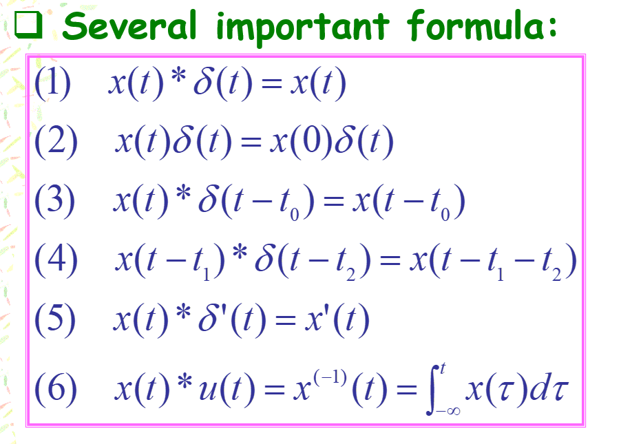 脉冲函数的一些公式
